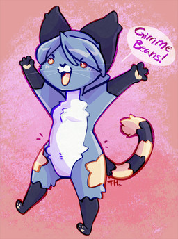 angry anthro belly blue_body blue_fur blue_hair breasts chibi ear_tuft female fur gloves_(marking) hair leg_markings markings open_mouth pawpads paws simple_background small_breasts smile socks_(marking) solo speech_bubble star star_(marking) striped_markings striped_tail stripes tail tail_markings text thick_thighs tongue tuft whiskers white_belly yellow_insides thehiggles neki_(thehiggles) domestic_cat felid feline felis mammal digital_media_(artwork) english_text