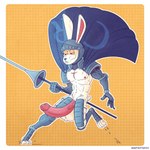 anthro armor balls crusader genitals hyper knight lance male melee_weapon nude penis polearm solo warrior weapon metrothefox crusader_rabbit hare lagomorph leporid mammal rabbit 1:1 absurd_res hi_res