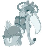 anthro backpack butt butt_pose cosplay electronics female microphone pose solo fluffbug sega space_channel_5 tangobunny lagomorph leporid mammal rabbit sketch