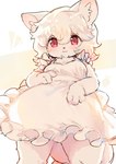 4_fingers alternative_fashion anthro blush breasts clothed clothing countershading dress female fingers fur hair j-fashion kemono lolita_(fashion) long_hair looking_at_viewer medium_breasts pink_eyes shiro_lolita smile solo tuft white_body white_clothing white_dress white_fur white_hair young kishibe mammal 2019