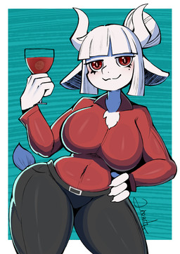 anthro black_bottomwear black_clothing black_pants bottomwear breasts claws clothed clothing female finger_claws fully_clothed fur hair horn huge_hips huge_thighs hyper hyper_hips hyper_thighs pants pose red_clothing red_eyes red_topwear small_waist thick_thighs topwear white_body white_ears white_finger_claws white_fingers white_fur white_hair white_hands white_horn wide_hips lroach helltaker goat_lucifer_(helltaker) bovid caprine goat mammal absurd_res hi_res