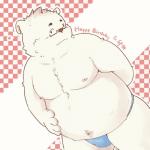 anthro asian_clothing belly blush clothing east_asian_clothing eyewear fundoshi fur glasses humanoid_hands japanese_clothing male moobs navel nipples overweight overweight_anthro overweight_male simple_background solo underwear white_body white_fur furball_shirokm bear mammal polar_bear ursine 1:1 2018