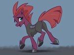 4:3 armor blue_background blue_eyes broken_horn clothing equid equine eyebrows eyelashes female feral footwear friendship_is_magic happy hasbro hi_res horn mammal mane my_little_pony my_little_pony:_the_movie_(2017) mythological_creature mythological_equine mythology nadnerbd pink_mane pink_tail purple_body shoes simple_background smile solo tail tempest_shadow_(mlp) unicorn