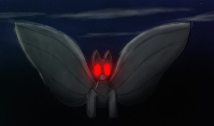 ambiguous_gender cloud glowing glowing_eyes grey_body insect_wings lepidopteran_wings looking_at_viewer night outside red_eyes sky solo wings kageboshi-washu hasbro my_little_pony mothman arthropod cryptid equid equine horse hybrid insect lepidopteran mammal moth pony
