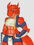 abs chest_wraps clothed clothing female infinite_abyss monk muscular muscular_female simple_background solo standing white_background wraps crossman mythology dragon mythological_creature mythological_scalie scalie video_games digital_media_(artwork) pixel_(artwork)