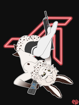 anthro breasts brown_body brown_fur c4 clothing explosives eyebrows facial_markings female fur genitals gun hair head_markings holding_object holding_weapon legwear lying markings neck_tuft neon neon_lights nipples on_back raised_leg ranged_weapon shotgun simple_background smile solo spots tail thigh_highs tuft upside_down vulva weapon white_body white_fur yellow_eyes cayenne_arts the_finals truen_(cayenne_arts) aquatic aquatic_gastropod gastropod jorunna_parva mollusk nudibranch sea_slug slug 3:4 absurd_res colored flat_colors full-length_portrait hi_res portrait