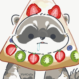 ambiguous_gender black_eyes black_nose bodily_fluids chibi dot_eyes drooling feral food food_costume fruit grey_body plant saliva simple_background simple_eyes solo white_body yencatx mammal procyonid raccoon 1:1 2022