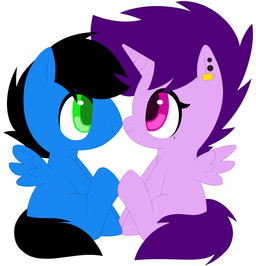 duo ear_piercing ex_boyfriend ex_girlfriend eye_contact eyelashes facing_each_other female feral hair horn looking_at_another male male/female markings mole_(marking) piercing short_hair sitting smile spread_wings wings melodytheartpony hasbro my_little_pony mythology griff_(melodytheartpony) violet_scratch_(melodytheartpony) equid equine mammal mythological_creature mythological_equine pegasus winged_unicorn absurd_res hi_res