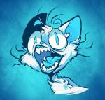 ambiguous_gender blue_eyes blue_nose blue_tongue creepy feral looking_at_viewer open_mouth simple_background solo teeth tongue spamcat spam_cat domestic_cat felid feline felis mammal 2014 blue_theme hi_res