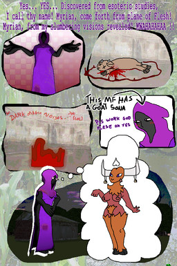 abs big_breasts blood blue_eyes bodily_fluids breasts clothing cultist dialogue duo female floating_hands fur genitals hood male monster_girl_(genre) nipple_piercing nipples nude nudist obscured_face orange_body orange_fur piercing purple_clothing purple_robe red_body robe summoning summoning_circle text vulva vapor_towers myrian_(vapor_towers) bovid caprine demon goat humanoid mammal 3d_(artwork) 3d_animation animated animated_comic blender_(artwork) blender_eevee_(artwork) comic digital_media_(artwork) english_text