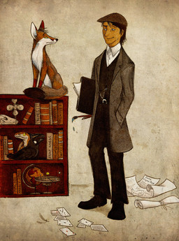 beak book bottomwear brown_hair brush card classy clothed clothing coat duo_focus feathers feral footwear fully_clothed globe group hair hiding looking_at_viewer male paintbrush pants pencil_(object) playing_card shirt shoes short_hair tail text topwear whiskers yellow_eyes culpeofox avian bird canid canine corvid corvus_(genus) crow dinosaur dromaeosaurid fox human mammal oscine passerine prehistoric_species raven reptile scalie theropod velociraptor 2010 english_text graphite_(artwork) mixed_media painting_(artwork) traditional_media_(artwork) traditional_painting_(artwork) traditional_watercolor_(artwork) watercolor_(artwork)