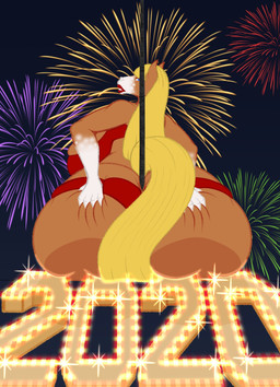 5_fingers anthro big_breasts big_butt biped blonde_hair blue_eyes bottomwear breasts butt butt_focus butt_grab clothed clothing dancing detailed_background facial_markings female fingers fireworks hair hand_on_butt head_markings holidays horse_tail huge_breasts huge_butt humanoid_hands hyper hyper_butt light lips lipstick looking_at_viewer looking_back makeup markings multicolored_body neon_sign pole pole_dancing sign sitting solo sparkles tail thick_lips thick_thighs thong topwear underwear white_markings wide_hips yellow_tail aerotransor new_year fiona_maray clydesdale draft_horse equid equine horse mammal 2020 digital_drawing_(artwork) digital_media_(artwork) hi_res shaded