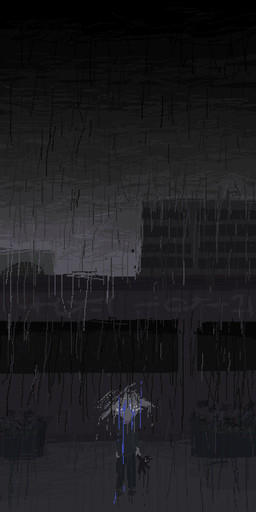 anthro bodily_fluids city clothing crying fur green_clothing green_shirt green_topwear grey_sky male outside raining sad shirt sky solo tan_body tan_fur tears topwear young young_anthro young_male demensa canid canine canis domestic_dog mammal 1:2 2024 digital_media_(artwork) hi_res pixel_(artwork)