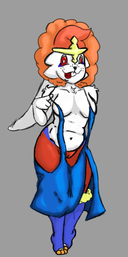 3_toes afro anthro belly blue_clothing blue_dress buckteeth cindi_(da_allstar) clothed clothing digit_ring dress feet female fur genitals gynomorph hair intersex jewelry orange_hair red_eyes ring skimpy smile smiling_at_viewer solo teeth toe_ring toes vulva white_body white_fur da_allstar nintendo pokemon cinderace generation_8_pokemon humanoid lagomorph leporid mammal pokemon_(species) rabbit absurd_res hi_res