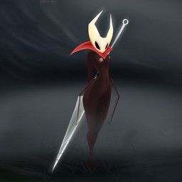 anthro dark_body dark_skin female flat_chested melee_weapon nipples nude nude_female slim small_waist solo weapon rage_spark hollow_knight_(franchise) team_cherry hornet_(hollow_knight) arachnid arthropod spider 1:1 absurd_res hi_res shaded