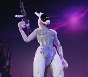 ageplay anthro butt clothed clothing diaper diaper_fetish diaper_only gun holding_gun holding_object holding_ranged_weapon holding_weapon infantilism long_tail machine male pose ranged_weapon roleplay solo space tail topless visor weapon wearing_diaper snowie1_(artist) little_fantasy_(diapers) littleforbig android robot synth_(vader-san) 3d_(artwork) blender_(artwork) digital_media_(artwork) hi_res