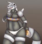 aggron anthro bikini brush clothing female generation_3_pokemon hi_res koekoek nintendo paint paintbrush pokemon pokemon_(species) solo swimwear two-piece_swimsuit