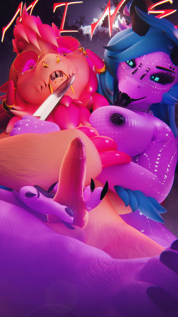 anthro bodily_fluids breasts duo fear_boner female genital_fluids genitals knife knot knotted_penis male male/female penis precum scared teasing tongue tongue_out mythology nicky_goat dragon mythological_creature mythological_scalie scalie wickerbeast 3d_(artwork) 4k 9:16 absurd_res digital_media_(artwork) hi_res
