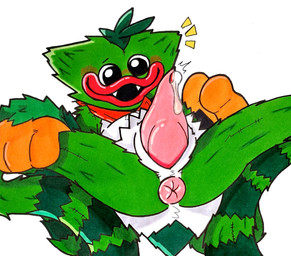 animal_genitalia anus big_anus blush bodily_fluids butt dripping erection fangs fur genital_fluids genital_slit genitals green_body green_fur kerchief kerchief_only lips male mostly_nude neckerchief neckwear open_mouth penis plushie precum precum_drip presenting puffy_anus reaching simple_background smile solo spread_legs spreading tapering_penis teeth thick_lips toony glury_the_unown mob_entertainment poppy_playtime fan_character gnarly_charly_(character) animate_inanimate furred_monster humanoid living_plushie living_toy monster wuggy_(poppy_playtime) hi_res traditional_media_(artwork)