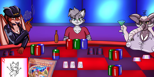 alcohol alcohol_bottle anthro beverage beverage_bottle bottle breasts brothel card cigar clothing cocktail_glass container cup drinking_glass erect_nipples femboy gambling glass glass_container glass_cup group gynomorph heterochromia horn intersex male nipples pies36 playing_card poker poker_chip poker_table proboscis_(anatomy) simple_background smoking smoking_cigar strip_club trio trunk_(anatomy) tusks wings zenna_the_dragon ladyfoxheart mythology domestic_cat dragon egyptian_mau elephant elephantid felid feline felis mammal mythological_creature mythological_scalie proboscidean scalie absurd_res hi_res