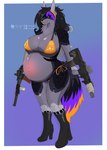 anthro as_val_(weapon) big_breasts bikini black_hair blep boots breasts cleavage clothed clothing erect_nipples female fingerless_gloves fingers footwear fur gloves gun hair handwear high_heeled_boots high_heels huge_breasts long_hair looking_at_viewer mdr navel nipple_piercing nipples orange_body orange_eyes orange_fur orange_hair outie_navel piercing pregnant pregnant_anthro pregnant_female purple_body purple_fur purple_hair ranged_weapon red_dot_sight shoes simple_background skimpy smile solo svd swimwear thick_thighs tongue tongue_out topwear two-piece_swimsuit weapon sly_shadex mythology akira_taia canid canine canis hybrid jackal mammal mythological_canine mythological_creature werecanid werecanine werecreature werewolf digital_media_(artwork) hi_res