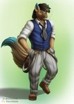 anthro bottomwear clothing footwear furaffinity_logo male pants plantigrade school_uniform shoes solo twitter_logo uniform walking noblewolfa yena beastars furaffinity patreon twitter fan_character hyena mammal 2021 absurd_res hi_res