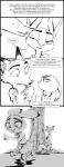2017 absurd_res anthro blush canid canine clothed clothing comic dialogue digital_drawing_(artwork) digital_media_(artwork) dipstick_ears disney duo ear_markings english_text female fox greyscale hands_on_hips hi_res judy_hopps lagomorph leporid licking male male/female mammal monochrome multicolored_ears nick_wilde one_eye_closed outside plant rabbit red_fox running simple_background smile speech_bubble text thewyvernsweaver tongue tongue_out tree true_fox white_background zootopia