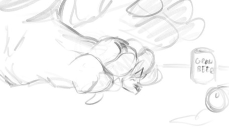 ambiguous_anthro ambiguous_gender anthro crush duo extreme_size_difference eyes_closed lying on_front pawpads size_difference solo_focus tin_can under_foot solaxe_(artist) solaxe kangaroo macropod mammal marsupial monochrome sketch male_(lore)
