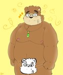 anthro belly blush brown_body brown_fur censored_by_face eyewear fur glasses humanoid_hands kemono male moobs nipples overweight overweight_anthro overweight_male solo pomo_oto lifewonders tokyo_afterschool_summoners volos_(tas) bear mammal 2021 5:6 censored hi_res