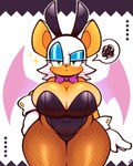 anthro bat_wings big_breasts breasts bunny_costume cleavage clothed clothing costume eyeshadow female green_eyes huge_breasts leotard makeup membrane_(anatomy) membranous_wings solo wings legendofnerd sega sonic_the_hedgehog_(series) rouge_the_bat bat mammal 4:5 hi_res