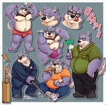 anthro belly bottomwear bulge cellphone clothing eating electronics eyewear food glasses male moobs nipples overweight overweight_male pants phone question_mark shirt simple_background sitting smartphone tongue tongue_out topwear underwear weapon 06junior11 canid canine canis domestic_dog mammal 2024 hi_res