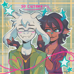 anthro antlers black_hair blue_antlers blue_eyes blue_nose brown_body brown_fur clothed clothed_anthro clothed_female clothing duo fangs female fingerless_gloves flannel floppy_ears fully_clothed fully_clothed_anthro fully_clothed_female fur gloves hair handwear holding_both_ears horn jewelry long_ears male male/female necklace red_clothing red_shirt red_topwear romantic romantic_couple shirt smile teeth tomboy topwear white_body white_fur dessoirprinces deltarune undertale undertale_(series) asriel_dreemurr dess_holiday bovid caprine deer goat mammal new_world_deer reindeer 1:1 hi_res