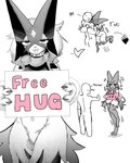 ambiguous_gender anthro blush free_hugs fur heart_symbol holding_object looking_at_viewer male male/ambiguous sign simple_background smile text tongue white_background pecco_occeq nintendo pokemon felid feline generation_9_pokemon human mammal meowscarada pokemon_(species) 4:5 absurd_res english_text hi_res meme