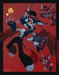 anthro card clothed clothing d6 dice gesture hand_gesture male middle_finger solo wings ingen_(artist) hazbin_hotel husk_(hazbin_hotel) demon domestic_cat felid feline felis mammal hi_res