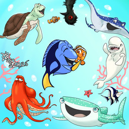 blue_body blue_eyes bubble countershading female feral fin flippers gills gradient_background group male markings open_mouth open_smile orange_body simple_background smile spots spotted_body striped_body stripes suckers tail tentacles tongue white_body umikoji disney finding_dory finding_nemo pixar bailey_(finding_dory) becky_(finding_dory) crush_(finding_nemo) destiny_(finding_dory) dory_(finding_nemo) gill_(finding_nemo) marlin_(finding_nemo) mr._ray_(finding_nemo) nemo_(finding_nemo) peach_(finding_nemo) acanthurid anthozoan aquatic asterozoan avian beluga bird carpet_shark cetacean clownfish cnidarian coral echinoderm fish giant_pacific_octopus mammal monodontid moorish_idol pomacentrid regal_tang reptile scalie sea_turtle shark spotted_eagle_ray starfish toothed_whale turtle whale_shark 1:1
