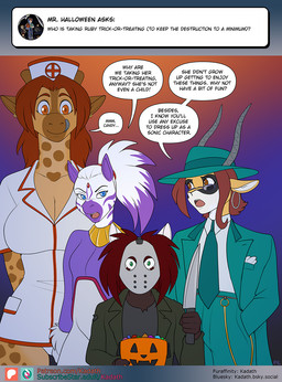 anthro ask_blog big_breasts breasts brown_hair clothing coat cosplay costume dialogue female forehead_gem fur gem group hair halloween_costume hat headgear headwear highlights_(coloring) hockey_mask holidays horn knife licking licking_lips licking_own_lips markings mask nurse_clothing nurse_uniform purple_highlights red_body red_fur red_hair speech_bubble sports_mask sportswear spots spotted_body spotted_fur striped_body striped_fur stripes tan_body tan_fur text tongue tongue_out topwear trenchcoat uniform white_body white_fur yellow_body yellow_fur conditional_dnp kadath friday_the_13th_(series) halloween sega sonic_the_hedgehog_(series) blaze_the_cat diamond_(kadath) glitter_(kadath) jason_voorhees puzzle_(kadath) ruby_(kadath) ailurid antelope bovid equid equine gazelle giraffe giraffid mammal red_panda zebra 2025 english_text hi_res