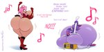 2:1 absurd_res annie_ross_(hyperflannel) anthro big_breasts big_butt boombox breasts butt digital_media_(artwork) domestic_cat duo english_text eulipotyphlan felid feline felis female female/female flare_gato_(hyperflannel) fur hair hedgehog hi_res highlights_(coloring) huge_breasts huge_butt hyperflannel mammal pink_body pink_fur pink_highlights purple_body purple_fur purple_hair shaking_breasts shaking_butt tan_body tan_skin text