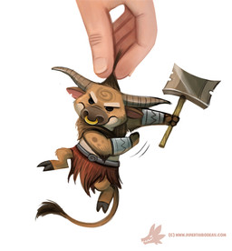ambiguous_gender angry anthro axe beady_eyes black_eyes brown_body brown_fur brown_hair clothed clothing disembodied_hand duo facial_piercing fur hair horn melee_weapon micro nose_piercing nose_ring piercing ring_piercing simple_background size_difference solo_focus tan_body tan_fur text weapon white_background piper_thibodeau european_mythology greek_mythology mythology bovid bovine mammal minotaur digital_media_(artwork) digital_painting_(artwork) painting_(artwork) url