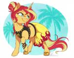 alternate_hairstyle blue_eyes clothed clothed_feral clothing female feral hair horn long_hair multicolored_hair multicolored_tail smile solo tail two_tone_hair dvixie equestria_girls hasbro my_little_pony mythology sunset_shimmer_(eg) equid equine mammal mythological_creature mythological_equine unicorn 2017