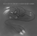 2018 ambiguous_gender anthro bioluminescence charging curled_up digital_drawing_(artwork) digital_media_(artwork) electricity eyes_closed fluffy full-length_portrait glowing glowing_eyes long_tail mammal monochrome paws portrait simple_background sketch sleeping solo soulcentinel tail tiban wape