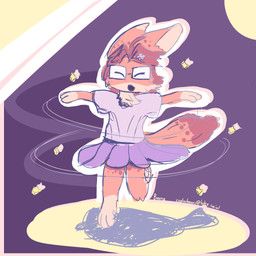 accessory anthro bottomwear clothing eyes_closed eyewear female flower flower_in_hair glasses hair hair_accessory messy_linework plant shirt skirt solo spinning t-shirt topwear wearing_glasses beenz archie_(beenz) canid canine fox mammal 1:1 2025 absurd_res digital_drawing_(artwork) digital_media_(artwork) hi_res nonbinary_(lore)