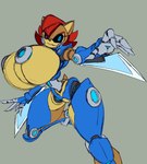 anthro big_breasts blue_eyes breasts brown_body female genitals hair huge_breasts machine red_hair robotization simple_background solo imric1251 archie_comics sega sonic_the_hedgehog_(archie) sonic_the_hedgehog_(comics) sonic_the_hedgehog_(series) mecha_sally sally_acorn chipmunk ground_squirrel mammal robot rodent sciurid hi_res