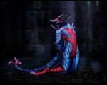 anthro athletic athletic_anthro athletic_male athletic_sub bdsm bondage bondage_gear bound collar covered_face gimp_mask kneeling male mask nude red_body red_scales scales solo tail tail_bondage tail_tied wearing_mask 3033 toy_(offline_user) lizard reptile scalie 5:4 hi_res