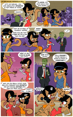 4_fingers 5_fingers alcohol anthro armwear bald bare_shoulders beverage big_breasts big_butt black_hair blue_clothing blue_dress breasts brown_body brown_fur bubble_butt buckteeth bulging_breasts business_suit butt cat_fight cleavage clothed clothing container cross-popping_vein cup detailed_background dialogue dress drinking_glass elbow_gloves eyelashes eyewear female fight fingers fluffy fluffy_tail footwear fur glass glass_container glass_cup glasses gloves green_body green_eyes green_skin group hair hammer handwear high_heels holding_breast inside kiss_on_hand kissing long_hair long_tail male male/female markings mature_anthro mature_female medium_breasts medium_butt mole_(marking) off_shoulder open_mouth open_smile party ponytail rectangular_glasses red_clothing red_dress shoes smile snout sparkles sparkling_clothing sparkling_dress strapless_clothing strapless_dress suit tail teeth text tools white_clothing white_gloves white_handwear wine wine_glass yellow_clothing yellow_dress mateora nickelodeon t.u.f.f._puppy anon counting_cougar dudley_puppy katty_katswell kitty_katswell mrs._katswell phonics_fox professor_keswick canid canine canis cougar domestic_cat domestic_dog felid feline felis fox human mammal 2026 5:8 absurd_res comic digital_drawing_(artwork) digital_media_(artwork) english_text hi_res daughter_(lore) mother_(lore) mother_and_child_(lore) mother_and_daughter_(lore) parent_(lore) parent_and_child_(lore) parent_and_daughter_(lore) sibling_(lore) sister_(lore) sisters_(lore) twins_(lore)