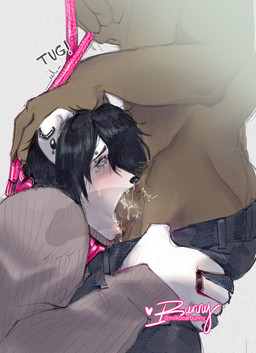 alternative_fashion anthro big_penis bottomwear bottomwear_down clothed clothing collar dominant dominant_male duo emo fellatio fur genitals grey_background humanoid_genitalia humanoid_penis leash leash_pull leashed_collar lips male male/male male_on_anthro oral pants pants_down partially_clothed penile penis penis_in_mouth pushing_down sex simple_background submissive submissive_anthro submissive_male sweater thick_bottom_lip topwear white_body white_fur milkbearbunny bunny_(milkbearbunny) bear mammal hi_res