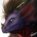 blue_eyes feral frill_(anatomy) hair horn looking_at_viewer male membrane_(anatomy) membranous_frill simple_background solo quirachen mythology salthanath dragon mythological_creature mythological_scalie scalie 1:1 2012 bust_portrait low_res portrait