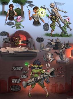 anvil armor big_breasts bikini_armor blacksmith breasts erection evil_grin eyewear female flattened forge_(hearth) goggles green_body green_skin group hammer humanoid_pointy_ears inanimate_transformation leg_wraps magic male nipples nude permanent_transformation pointy_ears ranged_weapon rocket_launcher sculpture smile staff statue tools transformation unconvincing_armor wand weapon wraps nominu elf goblin humanoid hi_res