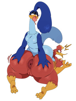 anthro anus beak big_butt biped blue_body blush butt duo eyelashes female genitals huge_butt nude pupils spread_butt spreading thick_thighs tongue tongue_out vulva sssonic2 banjo-kazooie looney_tunes rareware warner_brothers kazooie road_runner_(looney_tunes) avian bird cuculiform new_world_ground_cuckoo roadrunner absurd_res hi_res