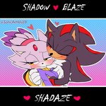 anthro blush clothing duo female gloves handwear heart_symbol hug male male/female red_eyes smile text yellow_eyes sonicaimblu19 sega sonic_the_hedgehog_(series) blaze_the_cat shadow_the_hedgehog eulipotyphlan felid feline hedgehog mammal 1:1 2020 english_text hi_res