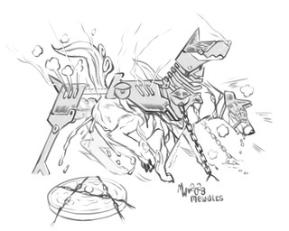 bound chain chained claws female feral fucking_machine machine pawpads paws quadruped solo tail mewdles capcom clover_studio okami_(capcom) amaterasu_(okami) canid canine canis mammal wolf 5:4 hi_res monochrome